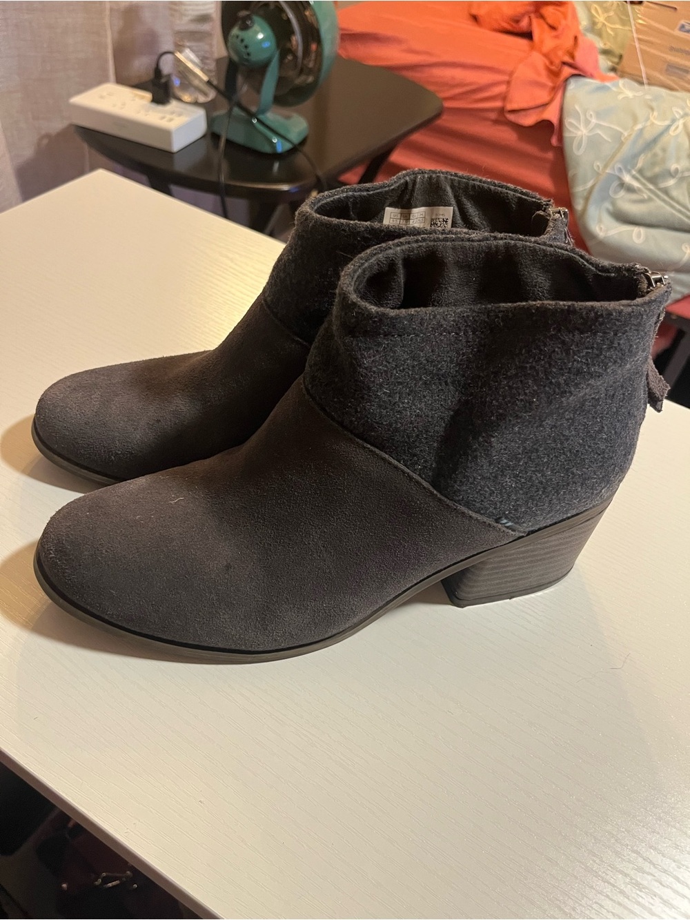 Toms Charcoal Suede & Wool Ankle Booties